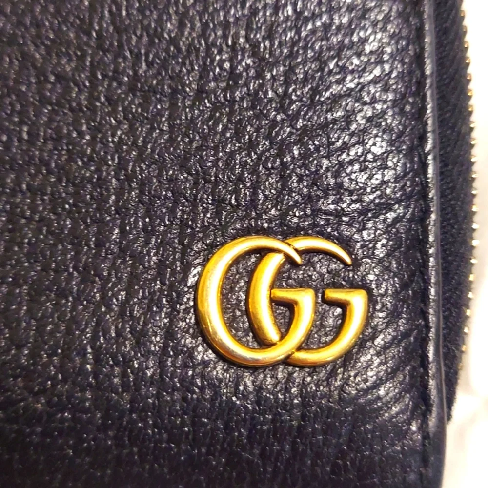 Gucci Marmont GG Zip Around Long Leather Zippy Wallet Black Gold - Picture 3 of 10